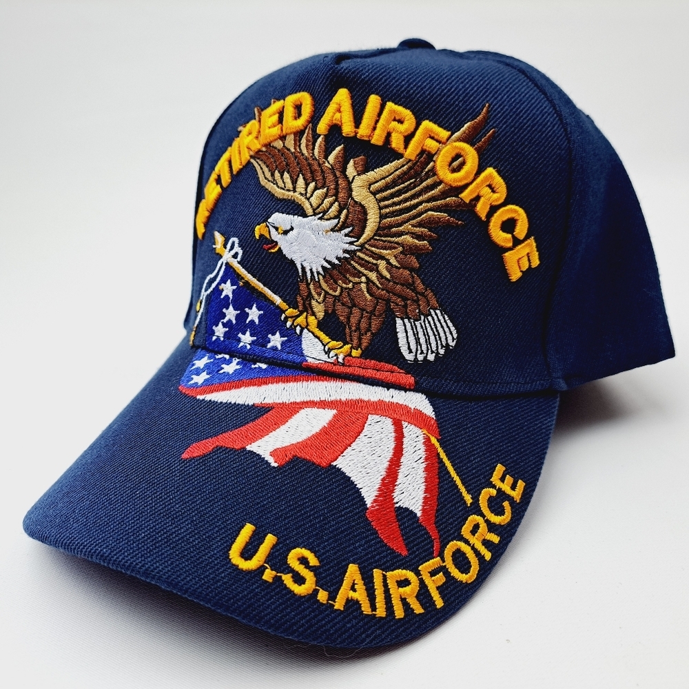 U.S. Air Force Retired Baseball Cap Navy Blue Embroidered